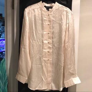 Josephine Chaus 100% Silk Mandarin Collar Blouse